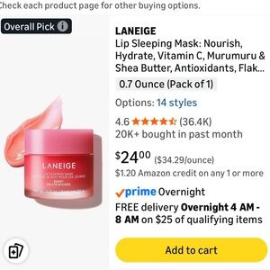 LANEIGE Pink Gradient Lip Mask - Overnight Hydration Balm